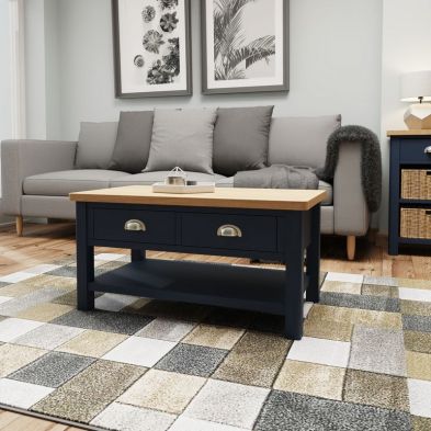 Product photograph of Westbridge Coffee Table Oak Blue 1 Drawer from QD stores